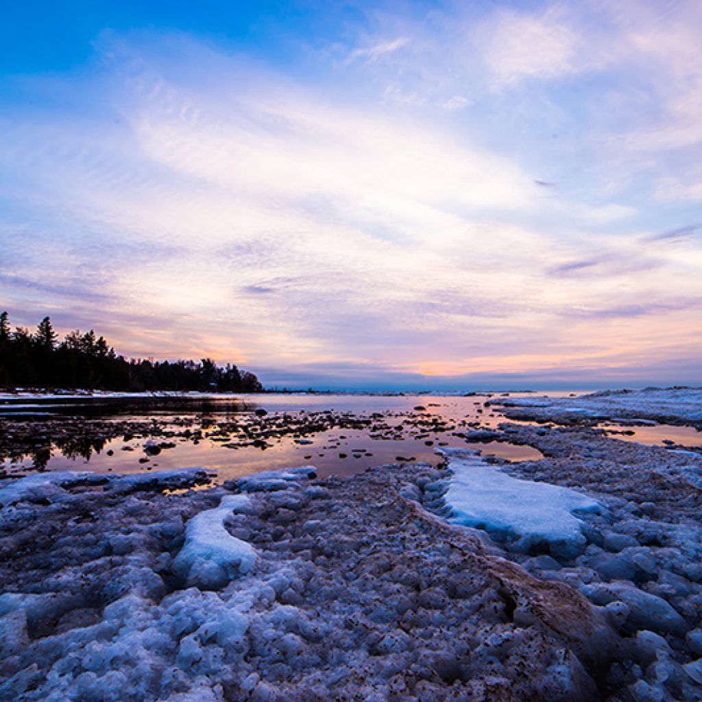 Echoes Lake Huron Winter Sunset from Southampton, Ontario