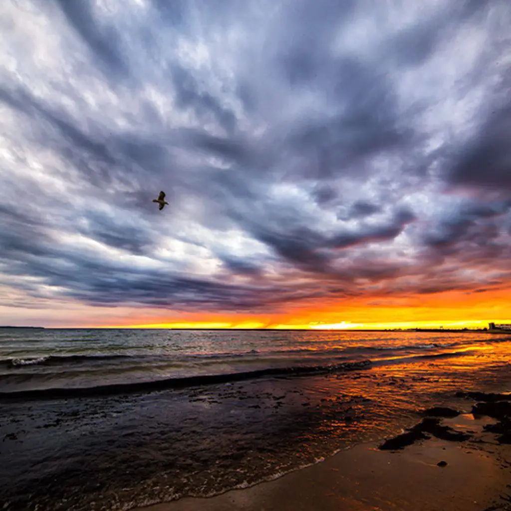 Dramatic Sunset over Port Elgin Beach Ontario Fine Art Print