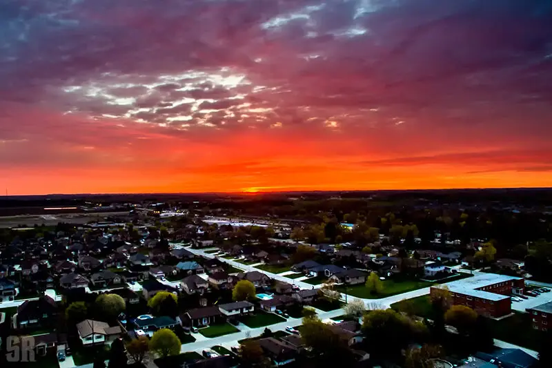 Aerial Drone Capture of Spring Sunrise over Port Elgin Ontario