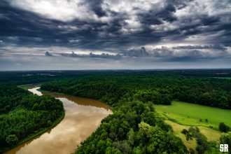 Summer Aerial Drone Capture of Saugeen River Wall Fine Art Print