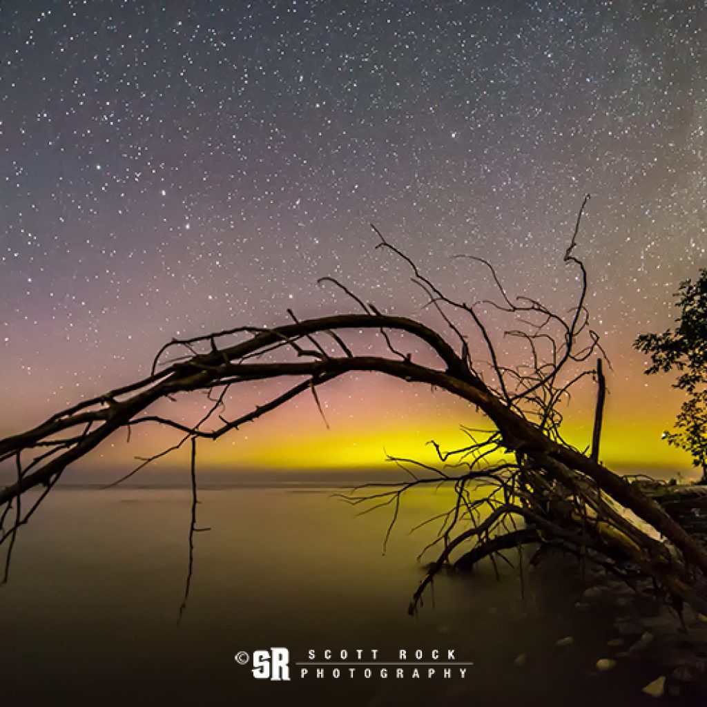 Northern Lights over Lake Huron Near Bruce Peninsula