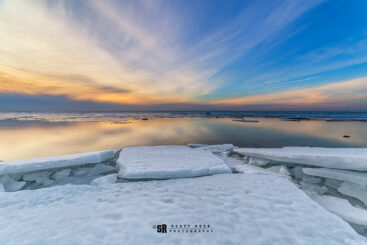 Spring Pastel Colour Sunset over Lake Huron