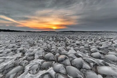 Rare Ice Eggs on Lake Huron Beach