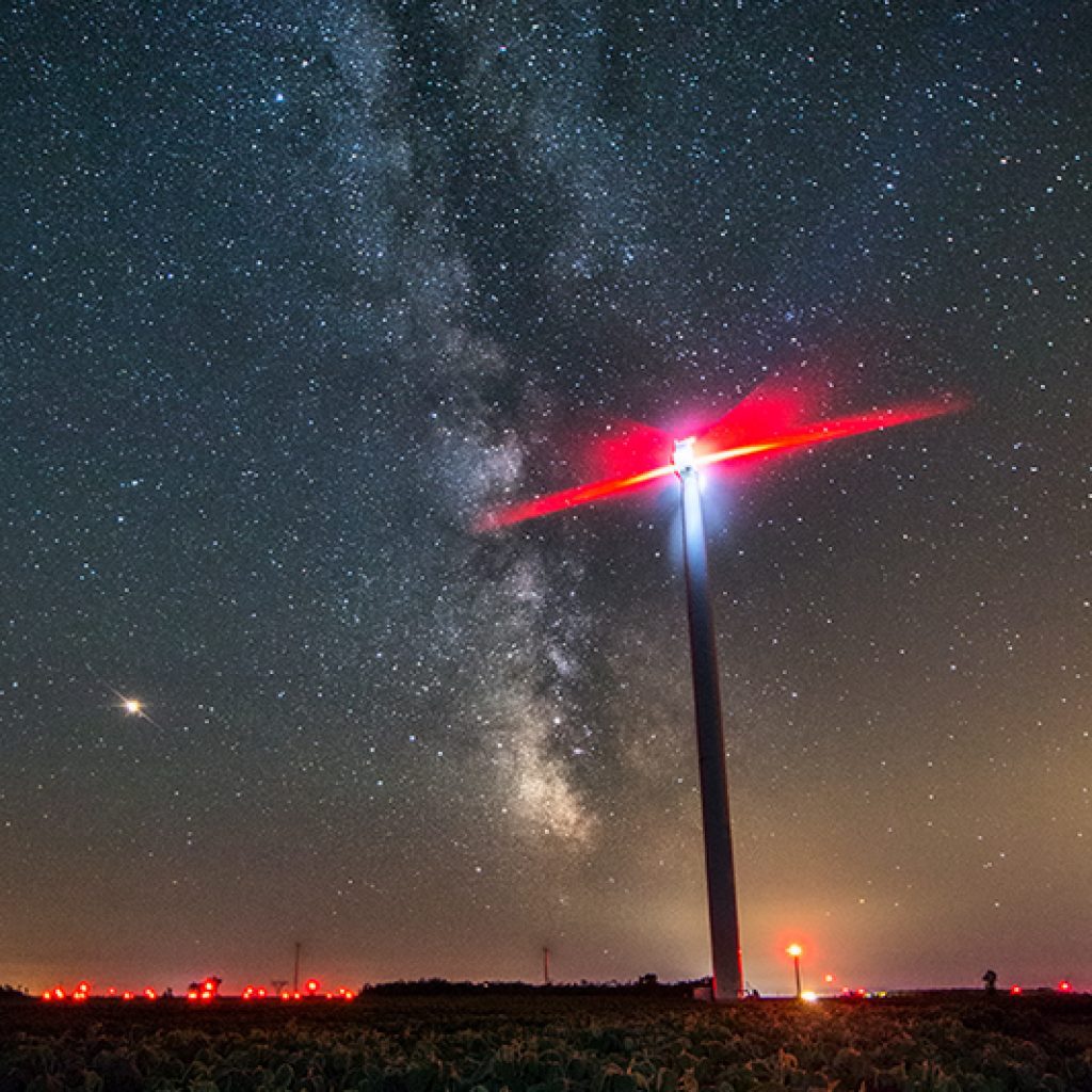 Milky Way over Wind Turbine Near Bruce Power