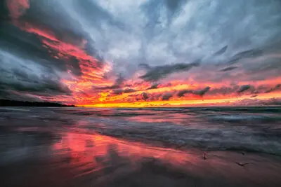 Sunset Gobles Grove Beach on Lake Huron in Ontario