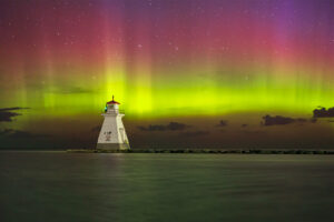 Northern Lights Over Lighthouse Bruce Peninsula