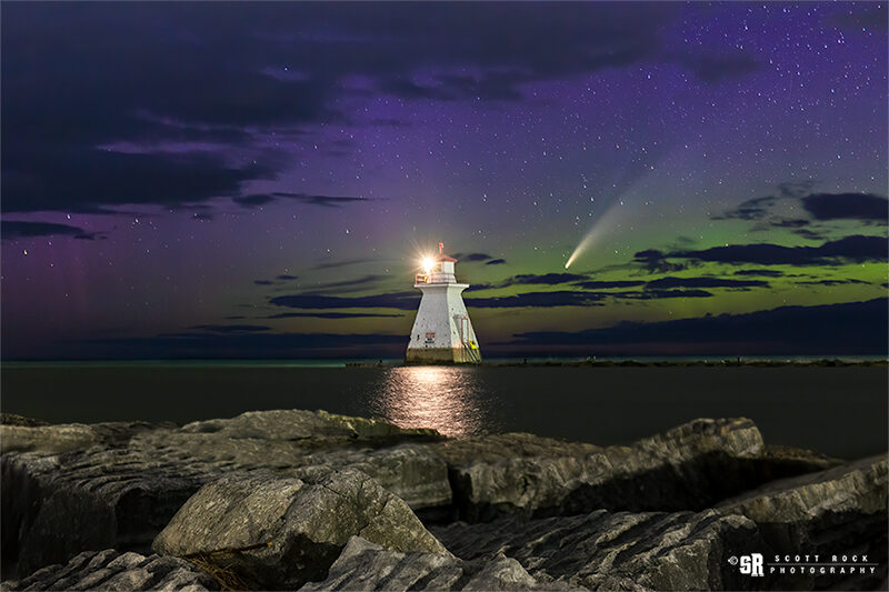 Northern Lights Lake Huron Lighthouse