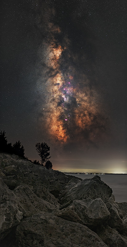 Milky way on Lake Huron in Ontario Canada