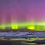 Northern lights on Winter Lake Huron