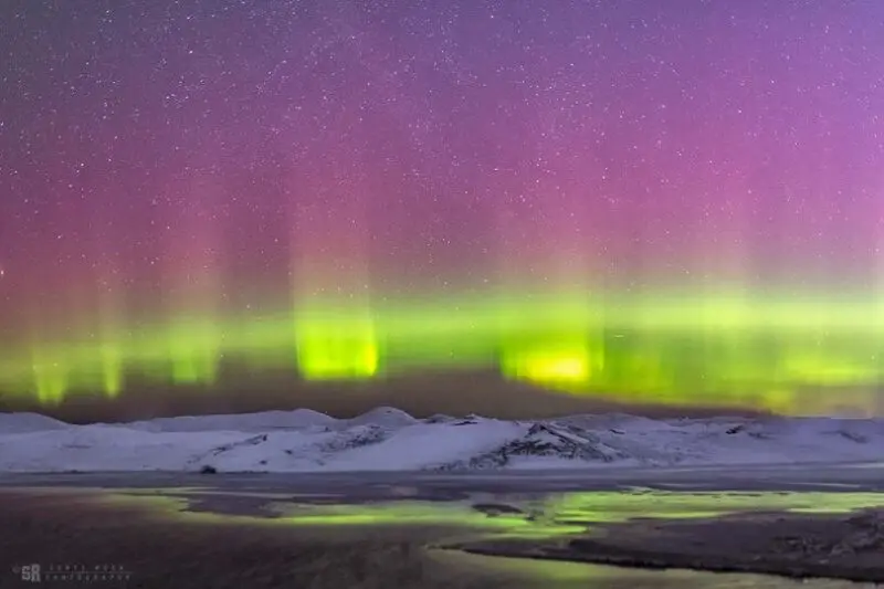 Northern lights on Winter Lake Huron