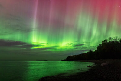 Northern Lights over Lake Huron and Chantry Island