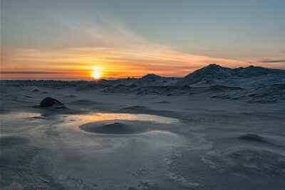 Winter sunset on Lake Huron